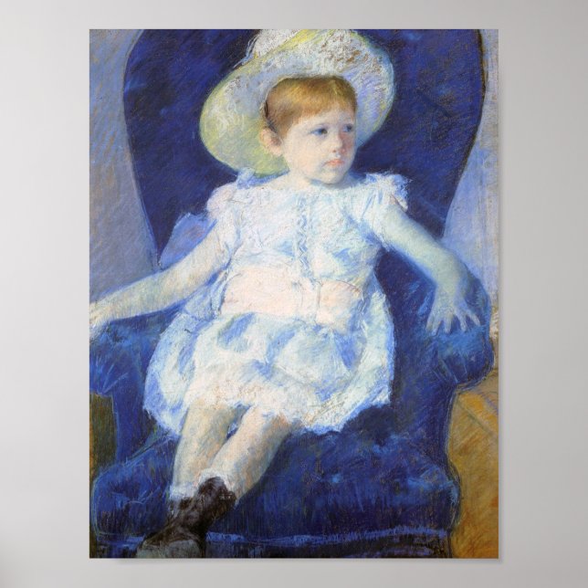 Poster Fille dans une chaise bleue, Mary Cassatt (Devant)