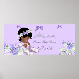 Poster Fille de 2 ans pour Baby Shower Lavande Gris Afro-