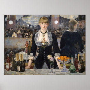 Poster Fille de bar victorienne aux Folies Bergère en Fra