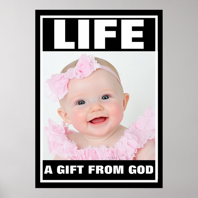 POSTER FILLE DE BÉBÉ SOURIANTE PRO-VIE EN ROSE (Devant)