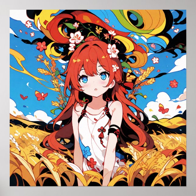 Poster Fille de campagne de blé lunaire (Devant)