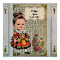 Fille de caricature habillée en espagnol vintage