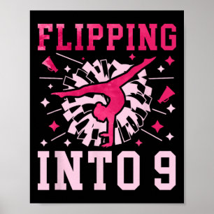 Poster Fille de cheerleading pour 9e anniversaire Neuf an