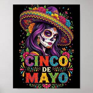 Poster Fille de cinq mai fiesta mexicaine 5 mai femmesC