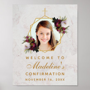 Poster Fille de confirmation Photo Pivoines Florales Bour
