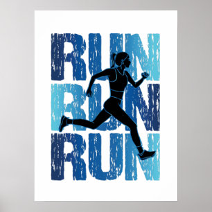 Poster Fille de coureur vintage - Run Run Run Run Run Run