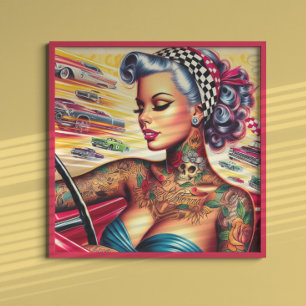 Poster Fille de course encrée