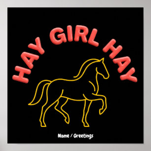 Poster Fille de Foin Retro Cheval Graphique 2026 Chic Occ