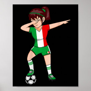 Poster Fille de football qui fait du Dabbing Maillot Ital