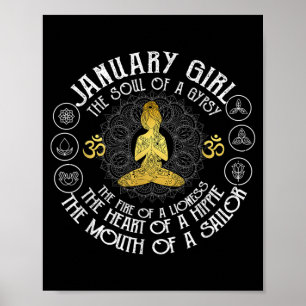 Poster Fille de janvier Âme Gitane Yoga Vintage Anniversa