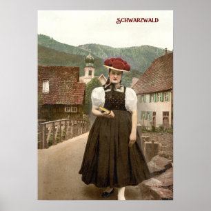 Poster Fille de la Forêt-Noire en Allemagne (vers 1900)