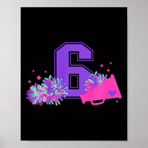 Poster Fille de la joie d'anniversaire 6 Six ans Cheerlea