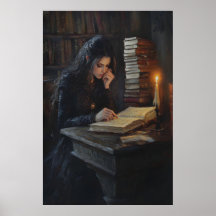 Fille de l'Académie Sombre lisant l'Art Bibliothèq