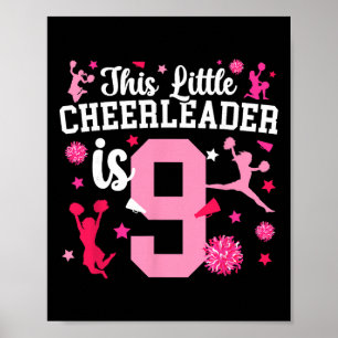 Poster Fille de l'anniversaire des 9 ans Cheerleader de n