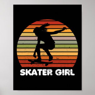 Poster Fille de l'art du skateur cool skateboard skateboa