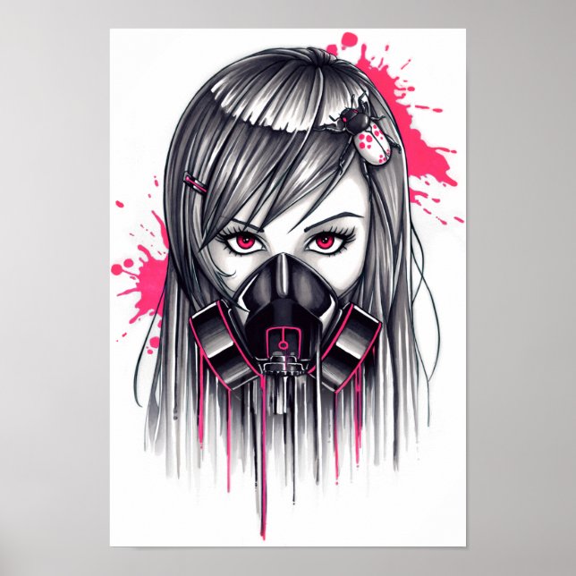 Poster Fille de Masque au gaz néon (Devant)