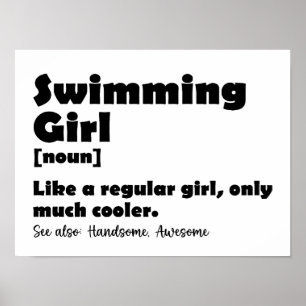Poster Fille de natation Funny Définition Fille nageuse