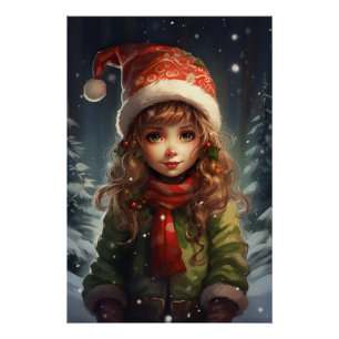 Poster Fille de Noël Elfe