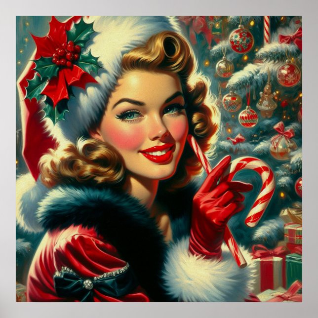 Poster Fille de Noël Vintage (Devant)
