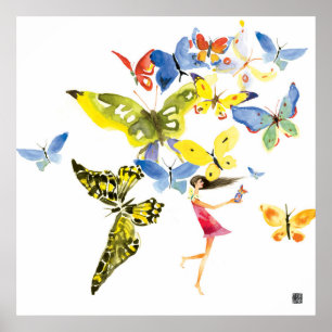 Poster Fille de papillon