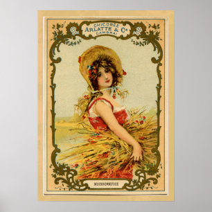 Poster Fille de récolte vintage