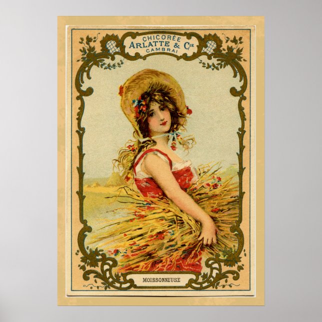 Poster Fille de récolte vintage (Devant)