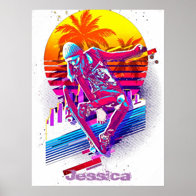 Poster Fille de Skateboard (Devant)