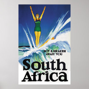Poster Fille de surf en Afrique du Sud