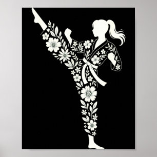 Poster Fille de Taekwondo Fleur Martial Arts Enfants Femm