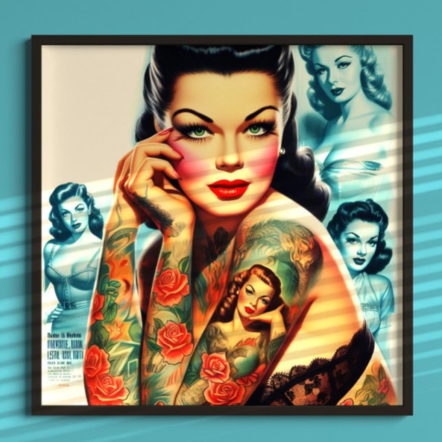Poster Fille de tatouage Old School (Créateur téléchargé)