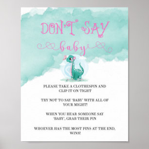 Poster Fille Dinosaur Peony rose Ne pas dire Invitations 