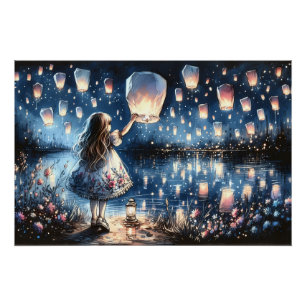 Poster Fille du lac de lanterne céleste fantaisiste