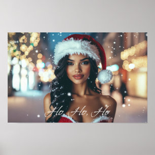 Poster Fille du Père Noël - Ho Ho Ho - Noël