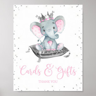 Poster Fille Eléphant Baby shower Cadeau Signes de table