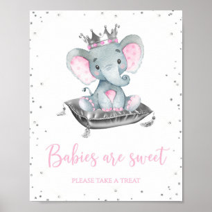 Poster Fille Eléphant Baby shower Favoriser les panneaux 