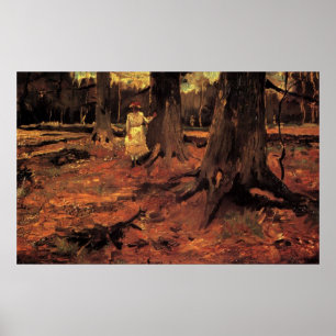 Poster Fille en blanc dans les bois, Vincent van Gogh