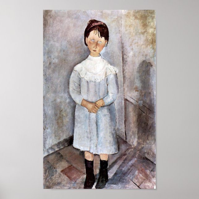 Poster Fille en bleu, Modigliani (Devant)