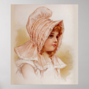 Poster Fille en Bonnet Rose