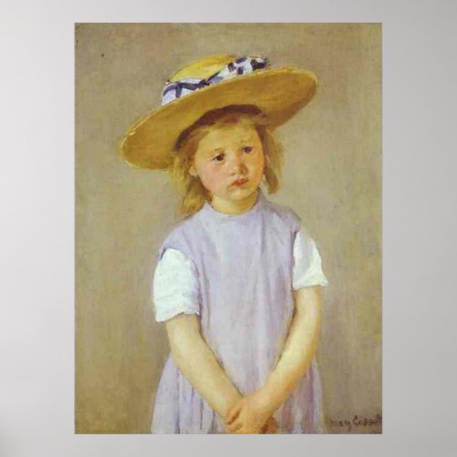 Poster Fille en Casquette de paille, Mary Cassatt (Devant)
