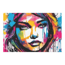 Fille en peinture multicolore