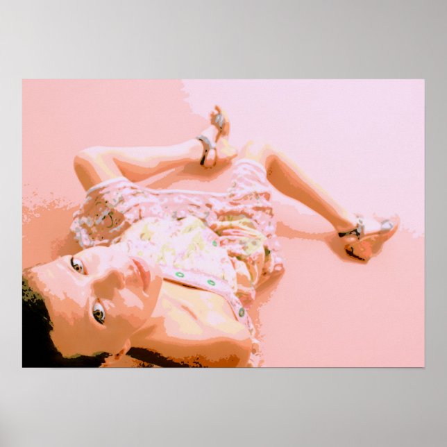 Poster Fille en rose (Devant)