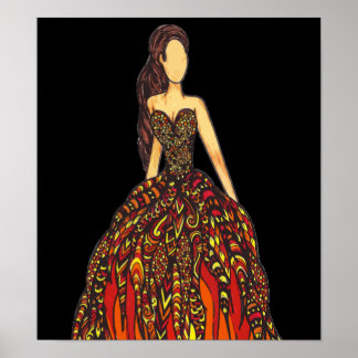 Poster Fille en tenue de feu