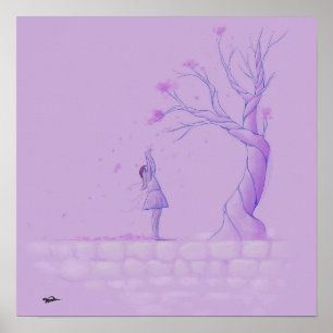 Poster Fille et arbre