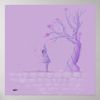 Poster Fille et arbre