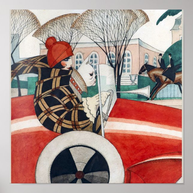 Poster Fille et Carlin dans une automobile (Devant)