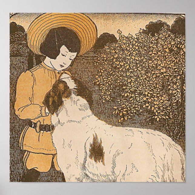 Poster Fille et chien (Devant)