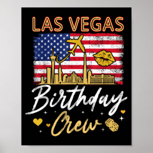 Poster Fille Famille Las Vegas Anniversaire Équipe Groupe