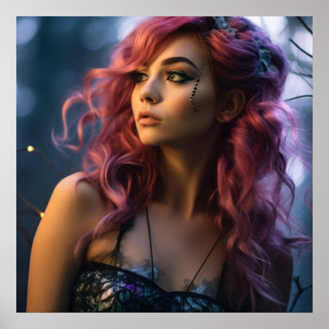 Poster Fille Fée Imaginaire futuriste (Devant)