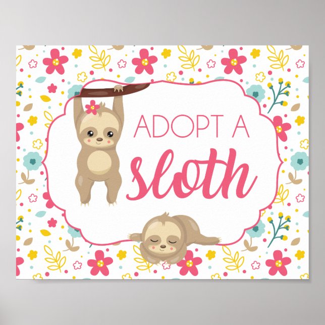 Poster Fille Fête Anniversaire Adoptez un Signe de Fente (Devant)