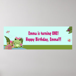 Poster Fille FROG Bannière de fête d'anniversaire HFG